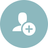Ikon med person plus